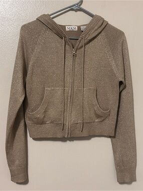 MKM Designs Metallic Knit Zip Hoodie